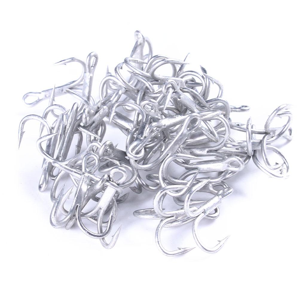 10Pcs 4# 6# 8#  Black Fishing Hook High Carbon Steel Treble Fishing Tackle Bend Treble For Bass