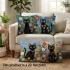 1/4Pcs Black Cat Floral Pillowcases For Cozy Decor Sofa Cushion Cover Home Bedroom Room Decoration