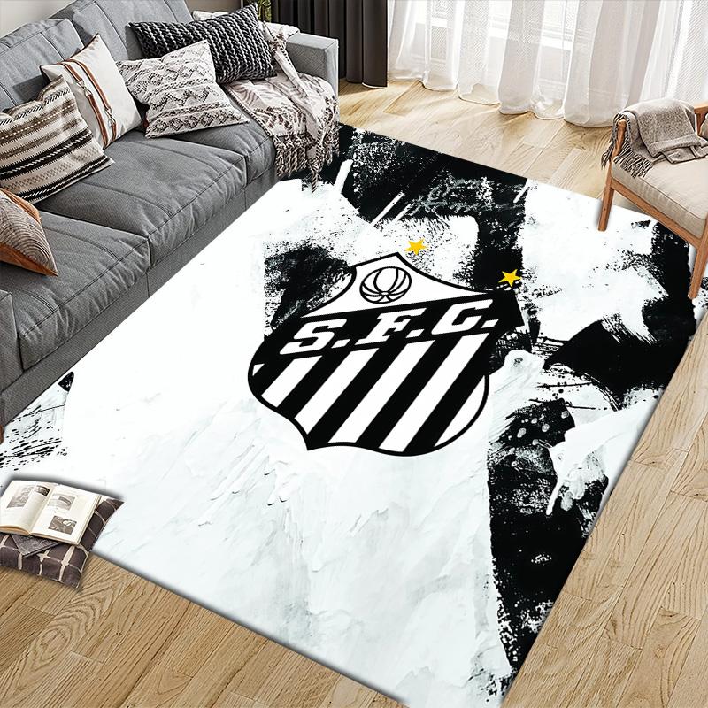 Santos FC2 Flannel Pattern Square Carpet,Area Rug,Carpet Rug for Living Room Bedroom Sofa Playroom Decor,Non-slip Floor Mat