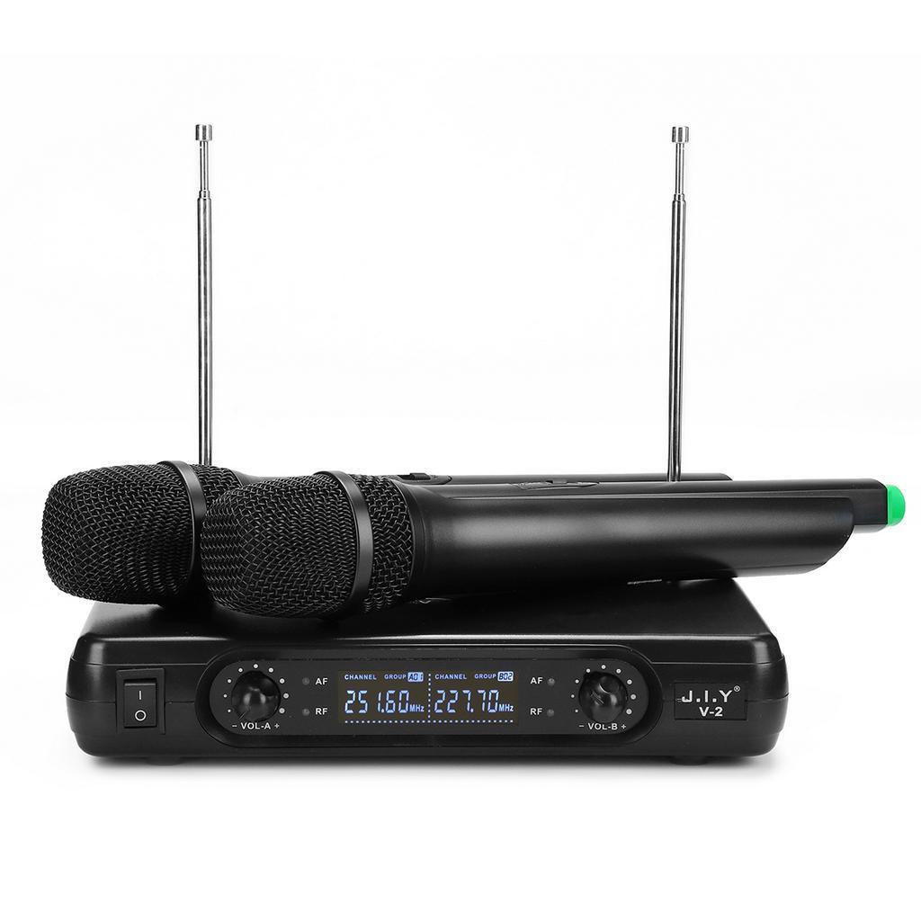 2 Channel Dual Cordless Handheld Mic Wireless Microphone System 50Hz-18KHz With LCD Display High-fidelity Stability Large Receiving 225x130x42mm