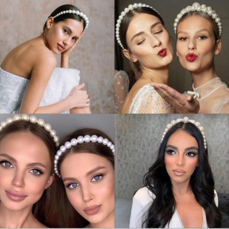 2 Pcs Fashion Big Pearl Headband for Women Girls Hair Hoop Vintage Mujer Hairband New Hair Accessories Jewelry Headwear Random