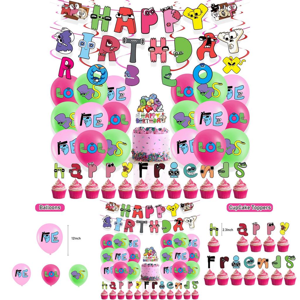 Creative Birthday Party Supplies Alphabet Lore Theme Balloon Pull Flag Set Decorations