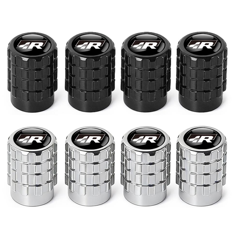4PC Aluminium Car Tire Valve Stems Cap Gear-Shaped-Valve For Volkswagen TSI TDI R32 MK4 GTI Golf Polo Tiguan Passat Jetta Touran