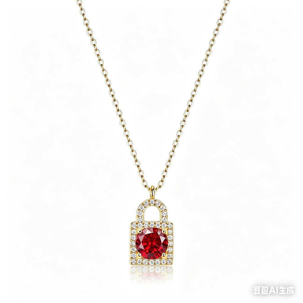 1 Karat Runder Moissanit Schloss Anhänger Halskette S925 Silberkette für den täglichen Gebrauch D VVS1 Feiner Schmuck