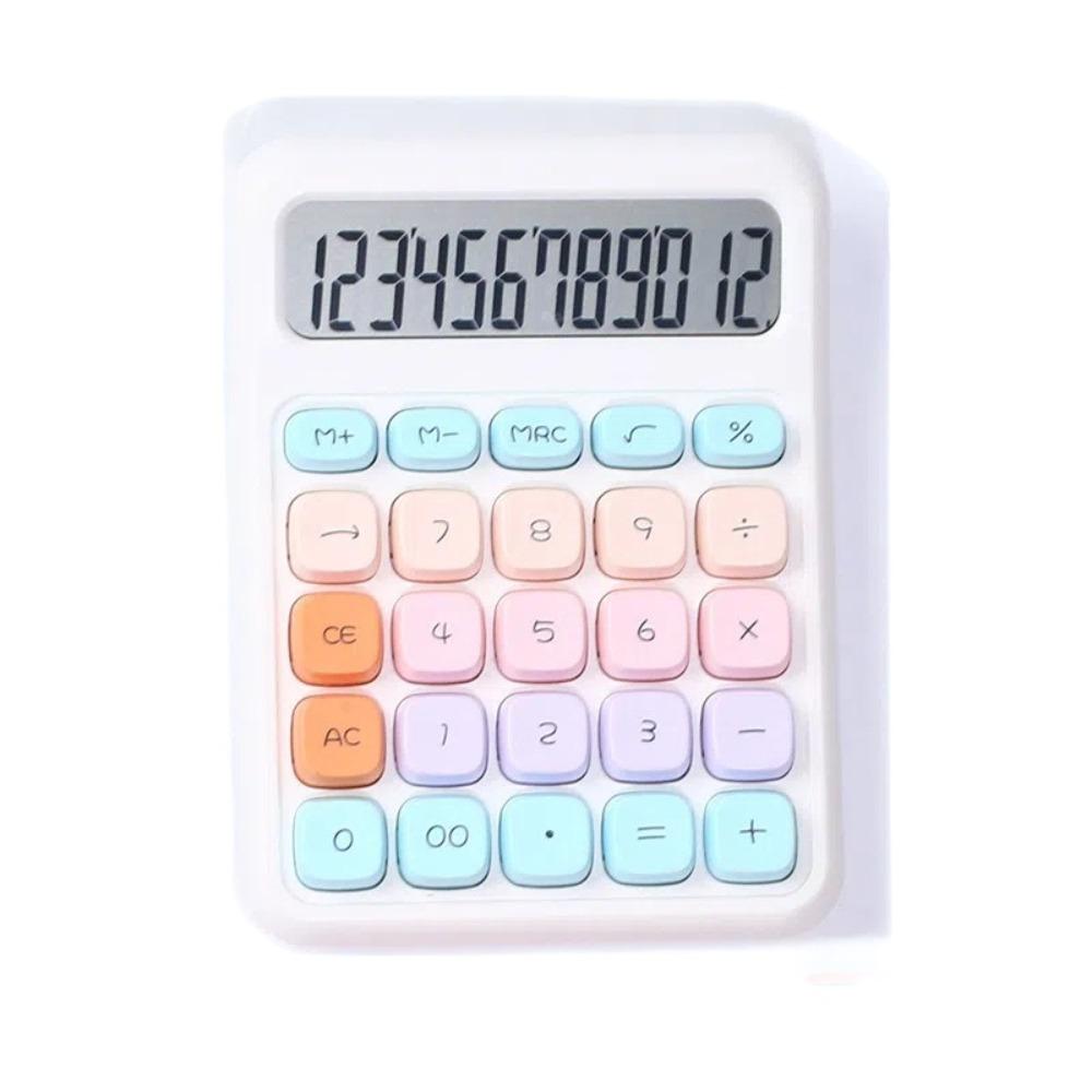 12-digit Electronic Calculator Candy Color Mini Keyboard Calculator Silicone Button Cartoon Math Calculators School Supplies
