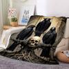 1PC Raven, Skull Blanket - Soft Warm All-Season Throw for Sofa, Bed, Car, Office, Throw For Sofa Yy250916093