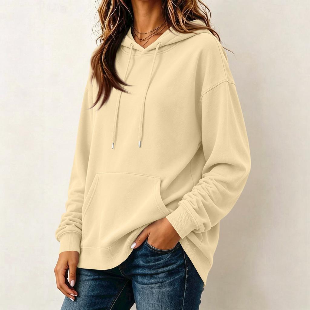 Women's Fashion Long Sleeve Hoodie Pullover Color Casual Top for Daily Wear