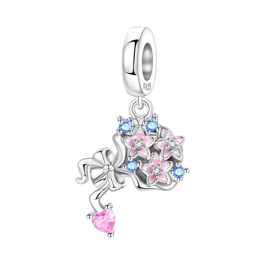 Copper Purple Water Lilies Dragonfly Original Pendants Bracelet Charms Jewelry Party Beads Diy Trendy Gift