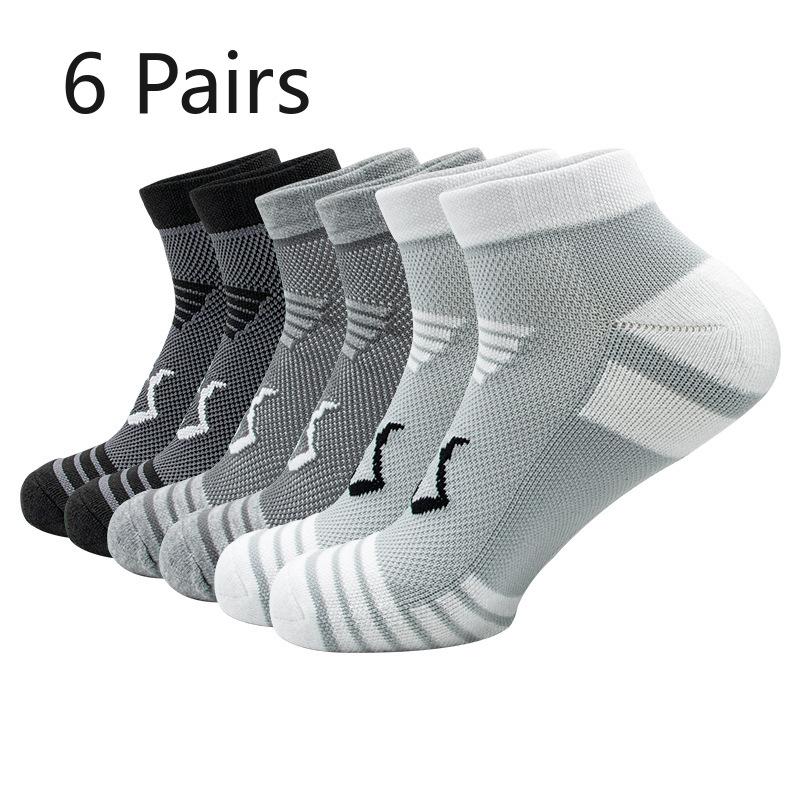 

6 пар мужских спортивных баскетбольных коротких носков для профессиональных боевых игроков с высоким верхом и махровой подошвой, дышащих, элитных 6 pairs