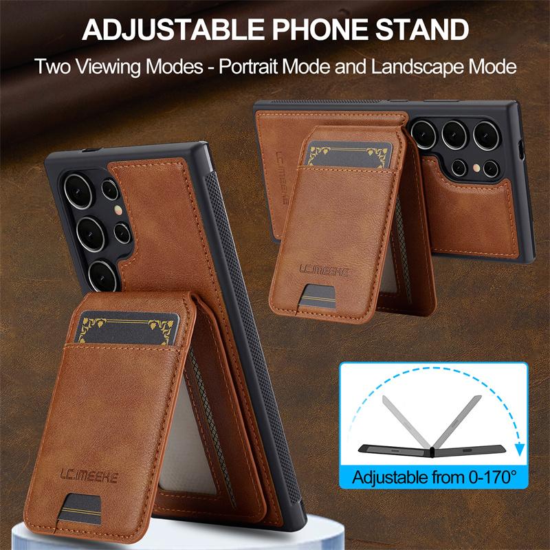 2 In 1 Magsafe Wallet Leather Phone Case For Samsung Galaxy S26 S25 S24 S23 S22 S21 Ultra Plus S20 FE Magnetic Card Holder Cover