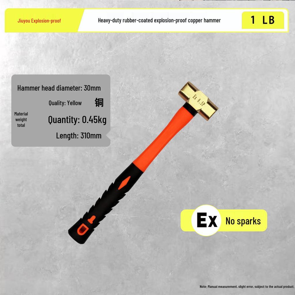 Explosion-Proof Non-Sparking Brass Sledgehammer - Octagonal Copper Alloy, 2lb, 4lb, 8lb Options