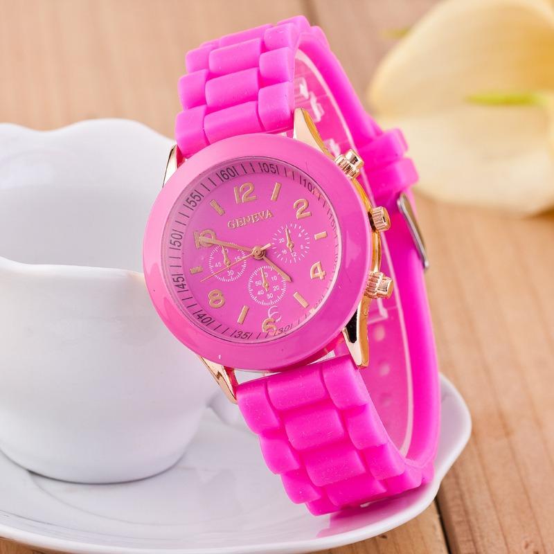 Spot GENEVA Silicone Watch Colored Jelly Student Leisure Watch Three Eyes No Diamond Geneva Watch