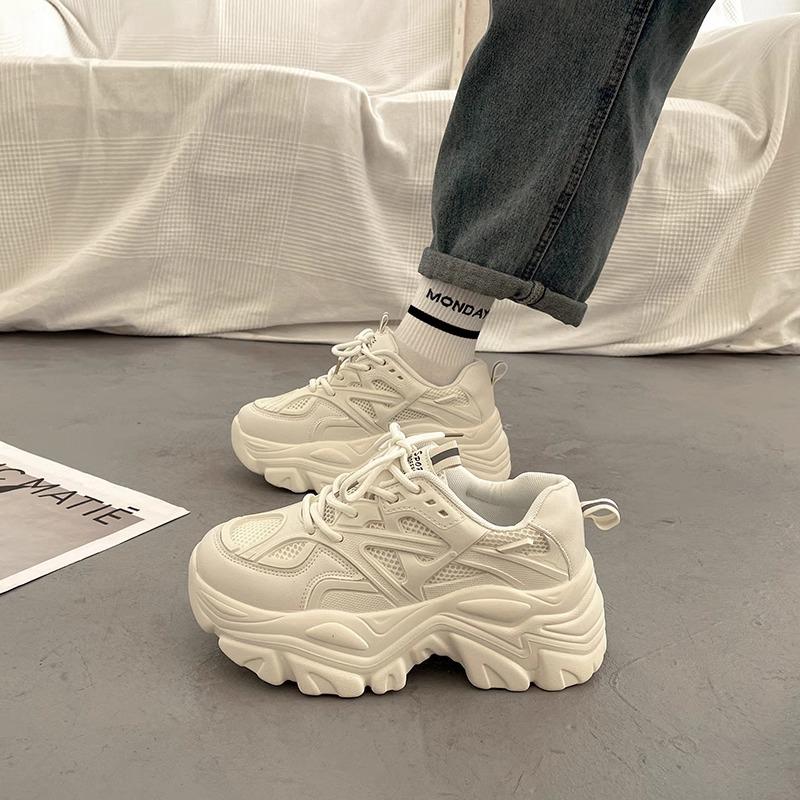 Повседневные папины кроссовки женские весна-осень увеличение роста 2025 новые универсальные повседневные спортивные кроссовки 35 бежевый