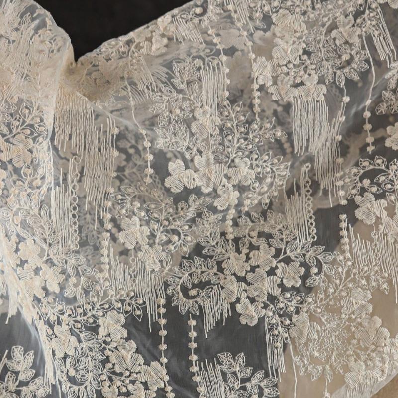 100x130cm Broderimönster Nätspets Jacquard Kreativ DIY Halvtransparent Bröllopsklänning Kjoldesigner Tyg