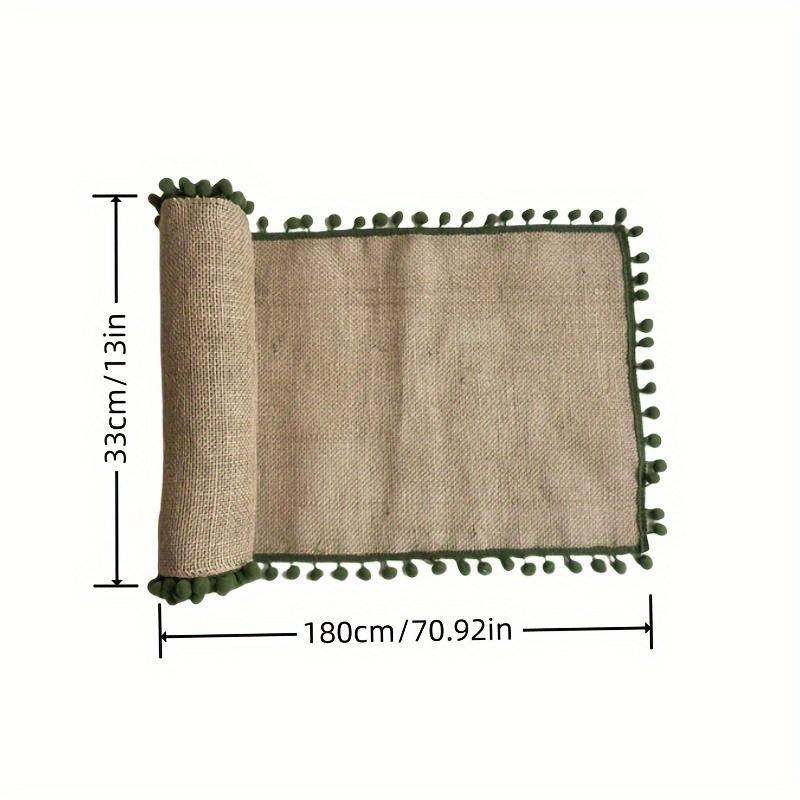 Rustic Linen Table Runner - Festive Christmas Design, Woven with Polyester Fibers and Hemp Blend, Perfect for Dining Table and Entryway Decor