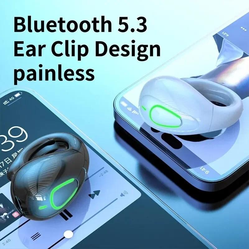 Acısız Kulak Klipsli Bluetooth Kulaklık Tek Kulaklık Süper Bas HD Mikrofonlu Düşük Gecikmeli Mini Kulaklık Acısız Kullanım