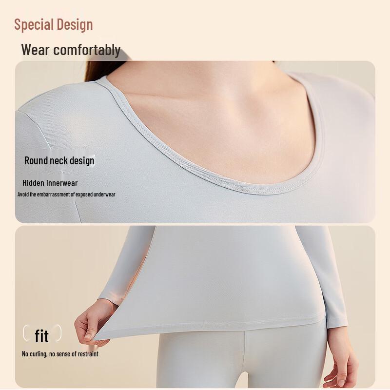 Dingguagua 95% Cotton Round Neck Thin Thermal Underwear Set for Couples