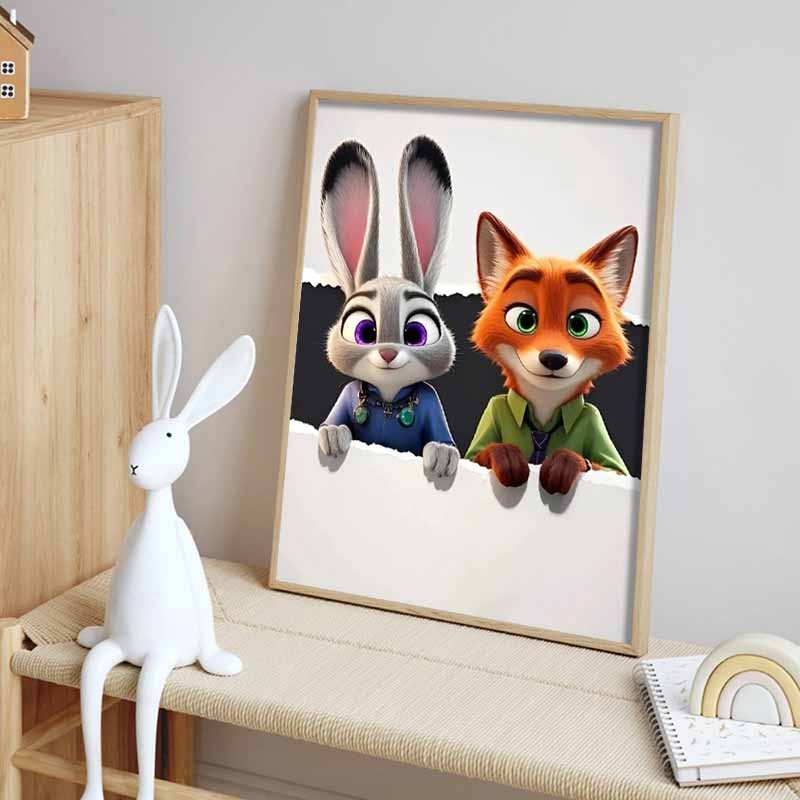 Disney Diamond Painting Zootopia Judy  Nick Interactive 5D DIY Rhinestone Diamond Embroidery Cross Stitch Home and Wedding Decoration