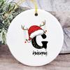 Baby's Christmas Ornament Personalized Initial with Name Ceramic Bauble Gift for Newborn Present for Baby Custom Xmas Decoration