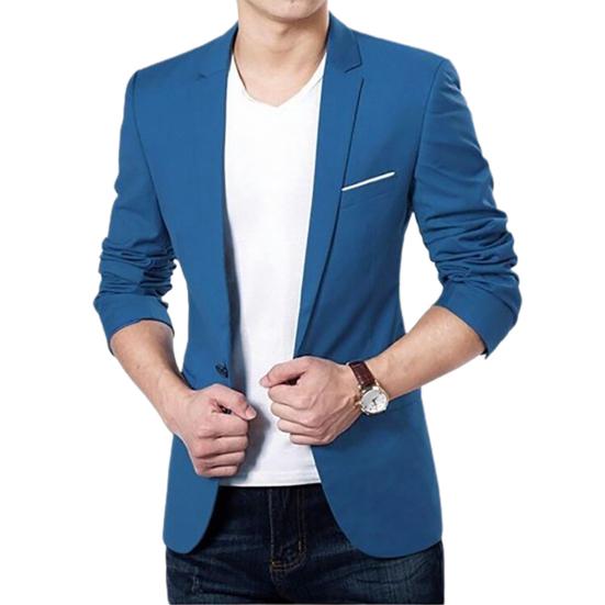 אופנה גברים Slim Fit פורמלית חליפת כפתור אחד עסקים בלייזר מעיל חולצות