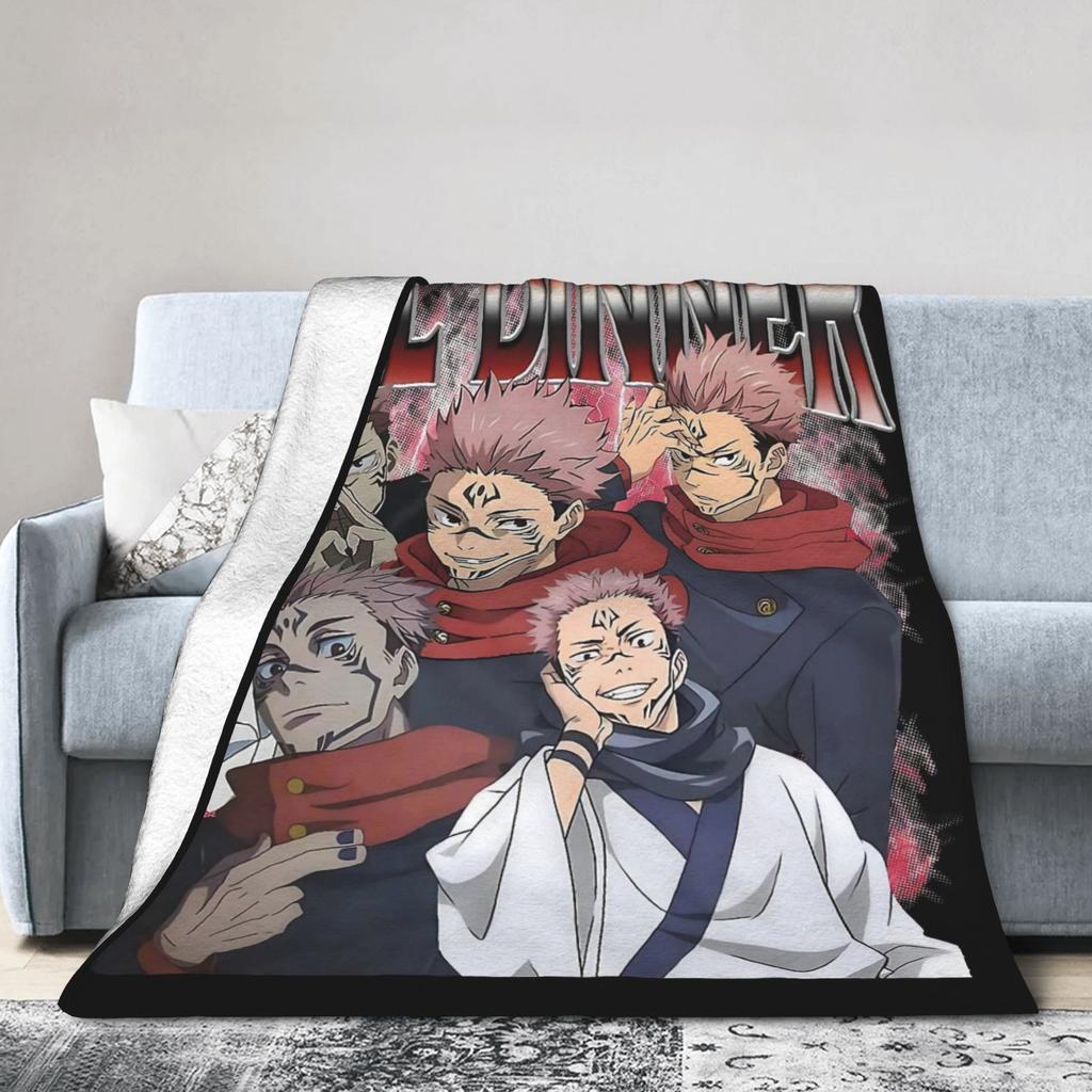 Ryomen Sukuna Jujutsu Kaisen Super Warm Blanket Students Plush Throw Blanket Fluffy Outdoor Flannel Bedspread Sofa Bed Cover