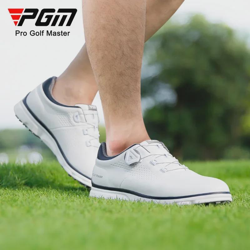 PGM Erkek Nefes Alabilen Golf Ayakkabıları Topuzlu Bağcıklı - Yazlık Kaymaz Spor Ayakkabıları