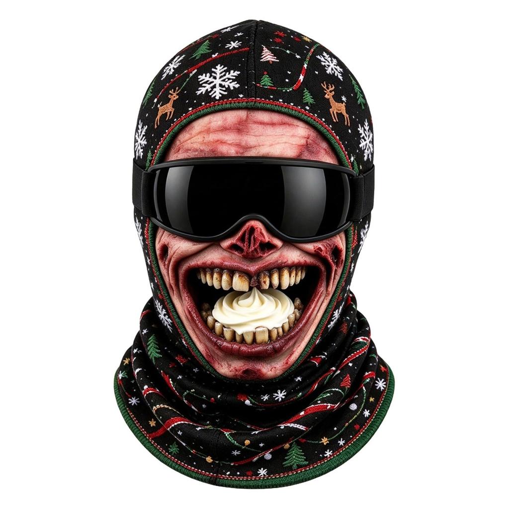 Maschera da sci integrale novità con stampa 3D di vecchio, antivento invernale per il freddo, occhiali da sole non inclusi