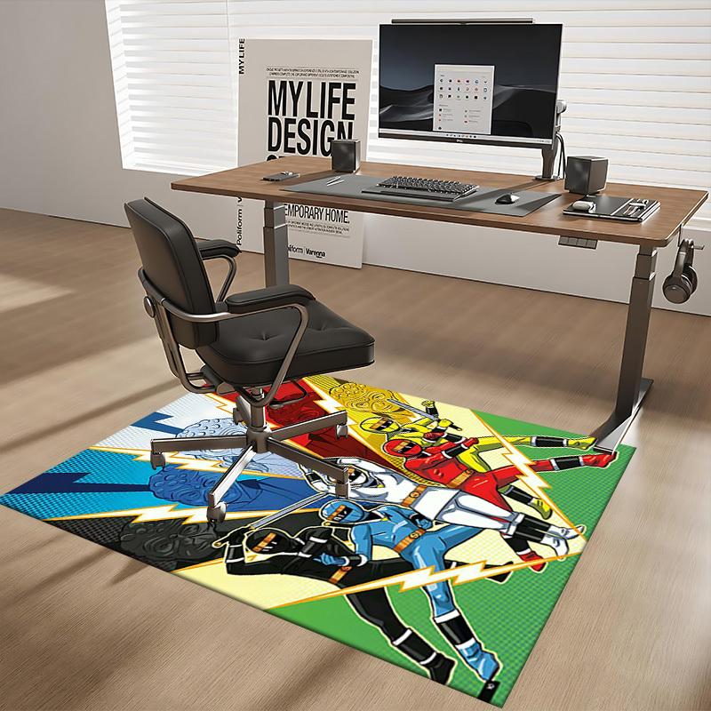 1pc Power Rangers Lightning Bolts Chair Mat - Anime Cartoon Design, Non-Slip Carpet for Office, Home Decor, Living Room, Bedroom, Game Room - Perfect