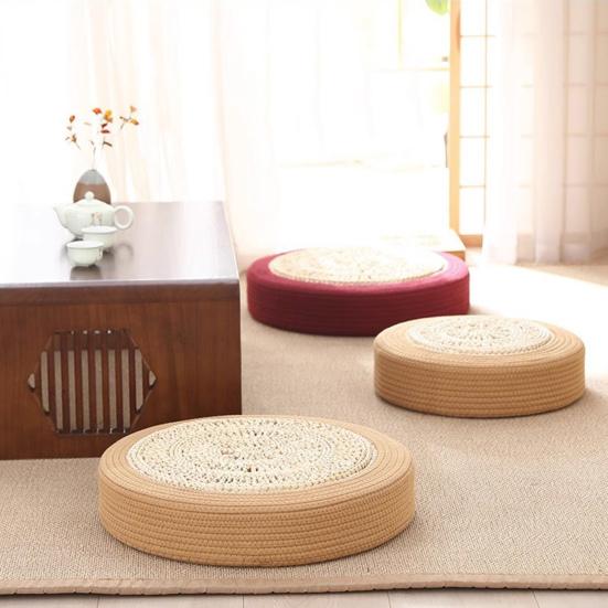 Floor Seat Cushion Eco-friendly No Odor Friendly To Skin Hand-Woven Sitting Cushion Padded Room Floor Straw Mat