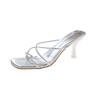 Silver stiletto high heels women's spring new popular versatile fashion wear open-toed niche sandals