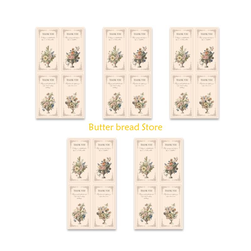 W89C 125Pcs Thank You Stickers Rectangular Wrapping Labels Self-adhesive Labels for Wedding Small Businesses, Online Retailer