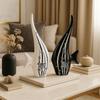 Modern Minimalist Black and White Bubble Fish Art Figure | Beautiful Home Decor- (Set of 2 Pc), Ceramic