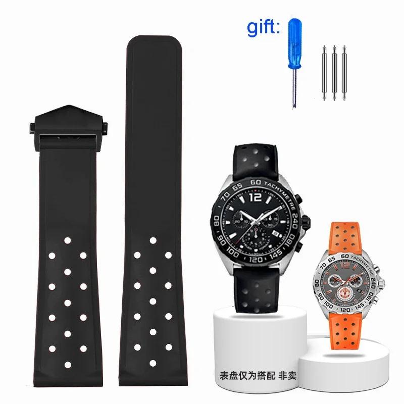 Uhrenarmbänder Für TAG HEUER F1 Rennwagen, CARRERA Und Tauchserien Hochwertiges Silikonkautschuk-Uhrenarmband Herren 22mm