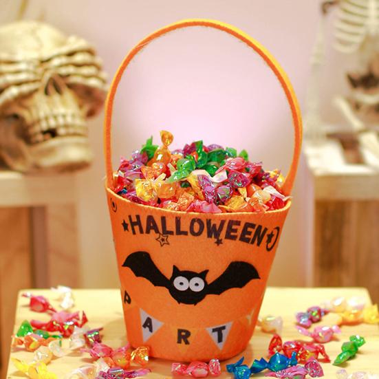 Halloween Candy Bag with Handle Large Capacity Bat Pumpkin Print Candy Treat Bag Cosplay Accessories