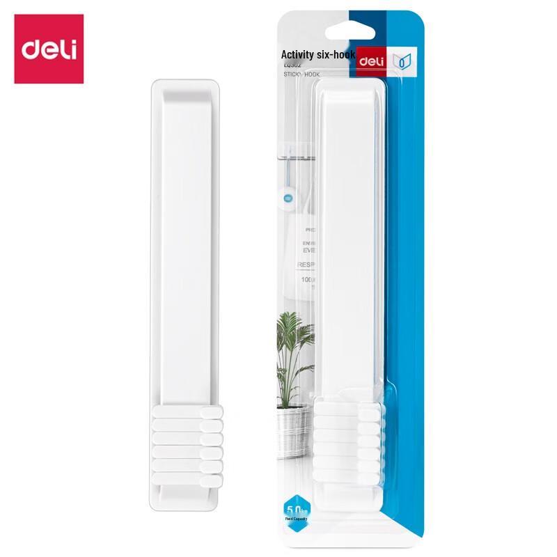 Deli No-Drill Multi-Hook Strip (LQ302, 10-Pack)