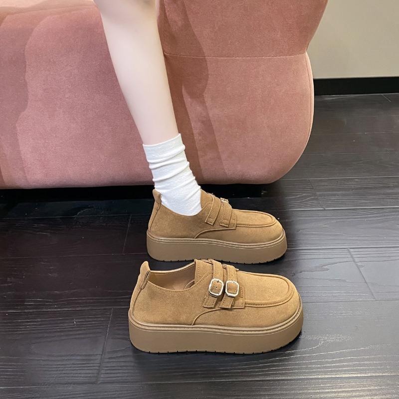 Plateau Damen Frühling neu retro vielseitig einpedalig lässig Boken Doudou Einzelschuhe