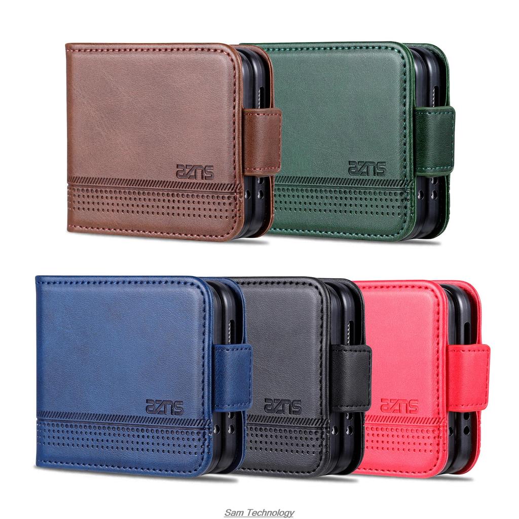 Deluxe Magnetic Adsorption Leather Fitted Case for Samsung Galaxy Z Flip 5 / Z Flip5 Flip Cover Protective Case Fundas Coque