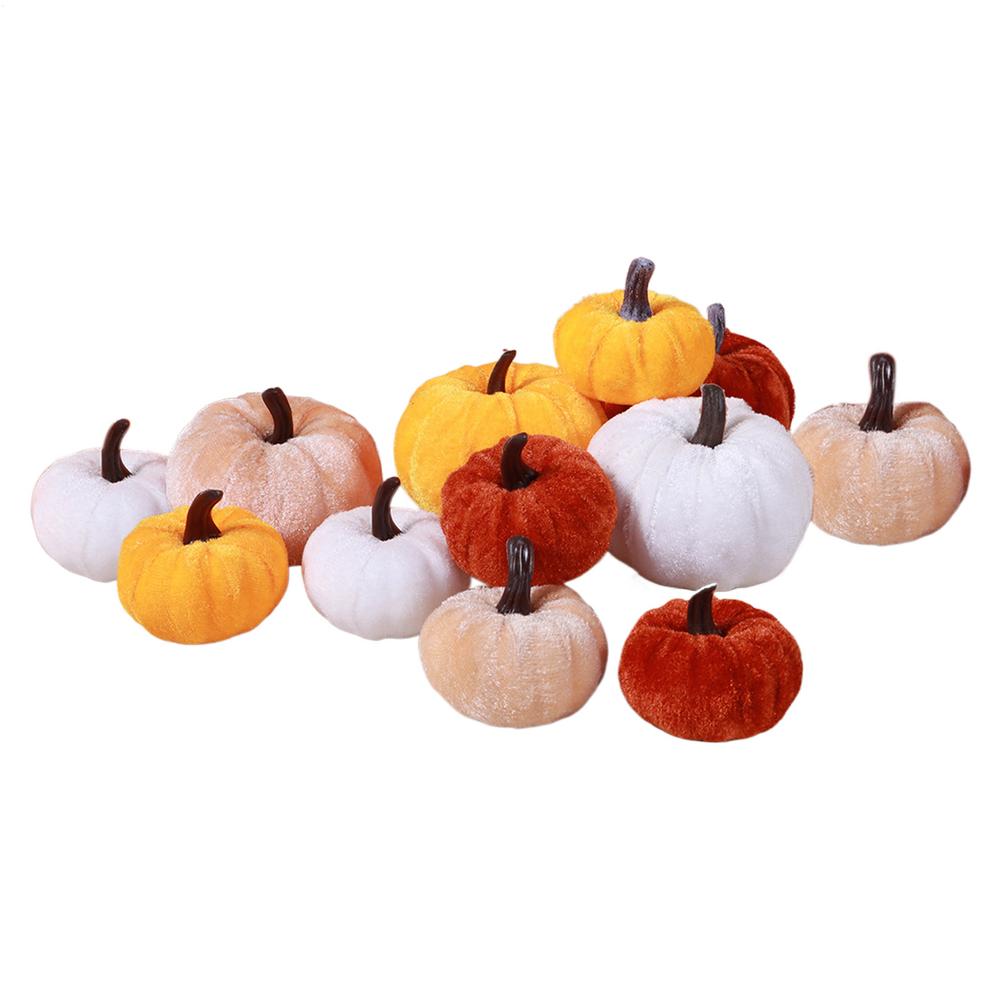 

Halloween Pumpkin Decor Velvet Artificial Pumpkins for Halloween Party Thanksgiving Home Table Decoration Autumn Fall Wreath