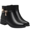 Coarse Heel Short Boots Women's Autumn and Winter New Boots Mother Shoes Soft Leather Soft Sole Elderly Cotton Shoes Comfortable Velvet Leather Shoes