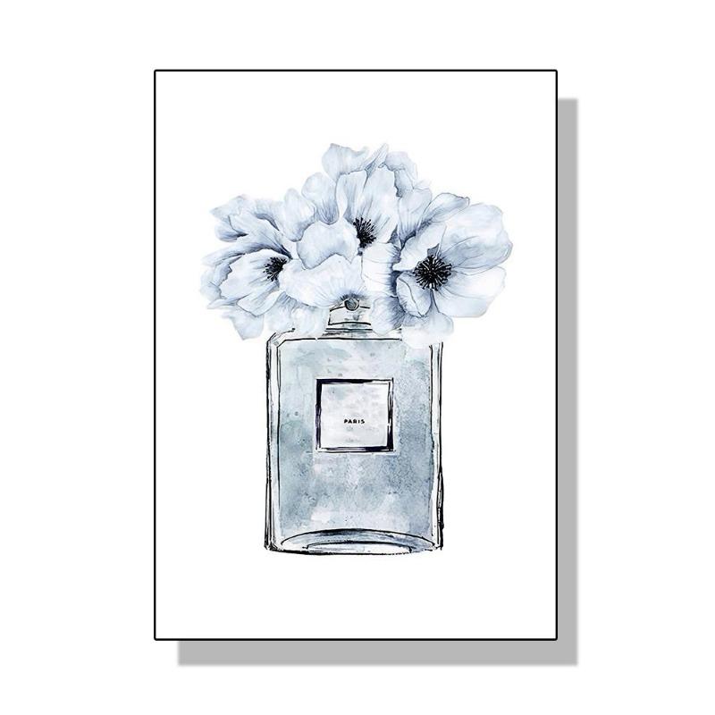Fashionable luxury bottle of coco perfume, canvas, painting, Scandinavian flower, print poster, wall painting, modern decoration of the room