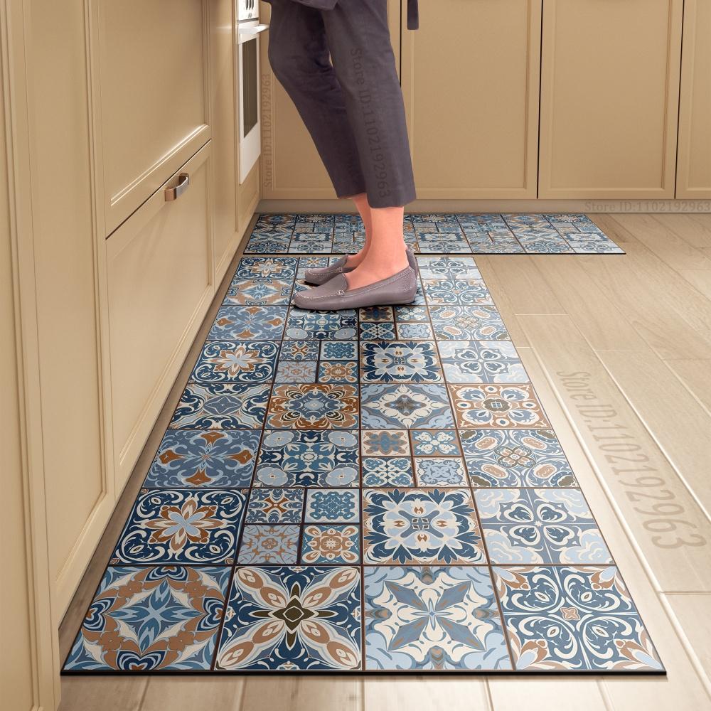 1PCS Kitchen Floor Mat Waterproof, Anti-skid, Anti-dirty Foot Mat Household Door Mat Crystal Velvet Long Strip Carpet Door Mats