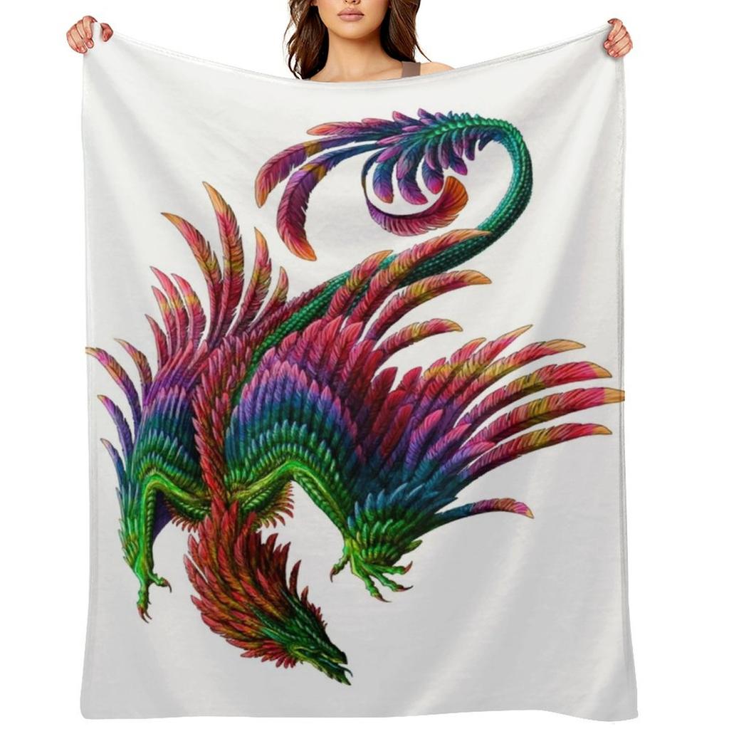 Quetzalcoatl Throw Blanket Flannel Fabric Picnic Loose decorative Blankets