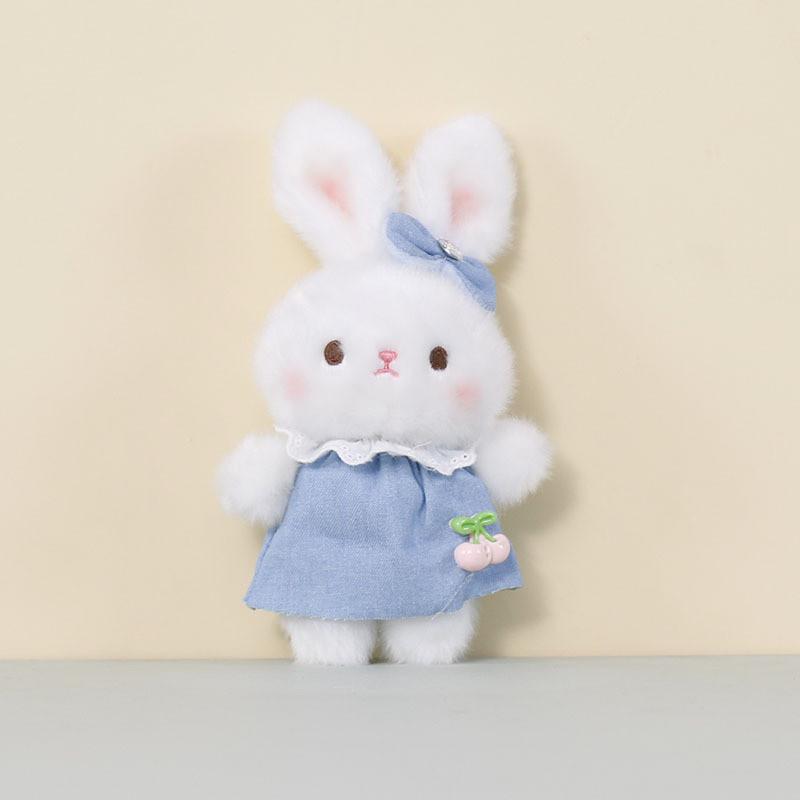Cute Bunny Plush Toy With Overalls For Car Rearview Mirror Decor