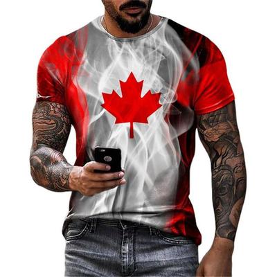 Mode Canada feuille d'érable drapeau impression 3D hommes T-Shirts été col rond manches courtes en vrac surdimensionné T-Shirts hommes vêtements hauts