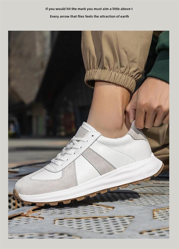 Men's White Breathable Thick-Soled Platform Sneakers - Discreet 8cm Height Boost Casual Dad Shoes