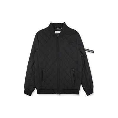 Solid Color Diamond Stitch Zip Jacket Men Jackets Black 1419093