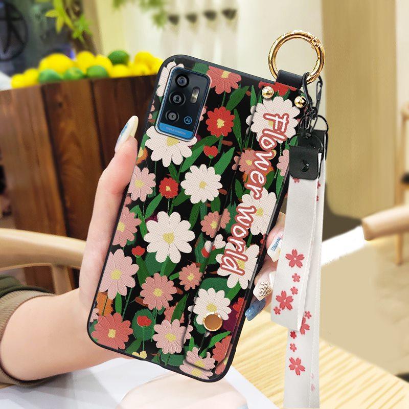 Waterproof Silicone Phone Case For ZTE Blade A71/Optus X Swift 5G Durable Fashion Design Lanyard Oil Painting Ring