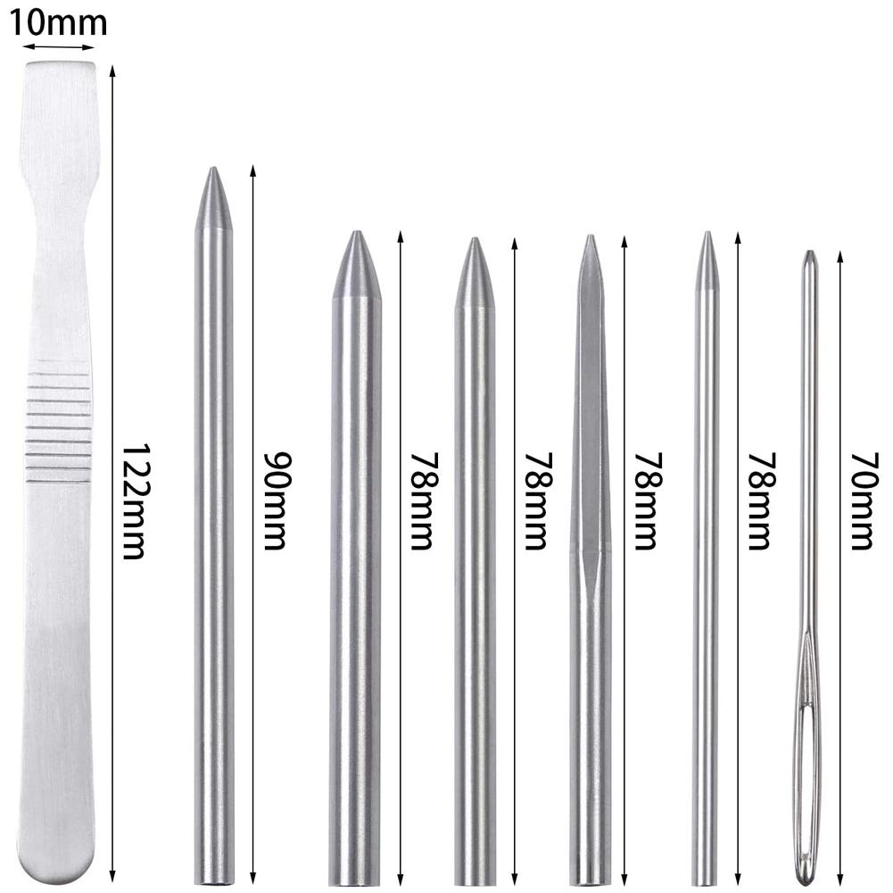 7pcs Paracord Knitting Tool Set With Box Stainless Steel Parachute Cord Needles Bracelets Kit For Laces Strings Leather Weaving