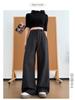 Women's French Style High-Waisted Wide-Leg Suit Pants - Spring/Summer Draping Straight-Leg, Slim Fit, Casual Long Pants