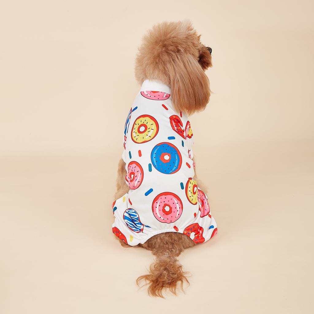 Dog Pajamas Pjs Spring Summer Dog Clothes for Small Dogs Girl Boy Medium Size Dogs, Doughnut Pattern Puppy Clothes Doggie